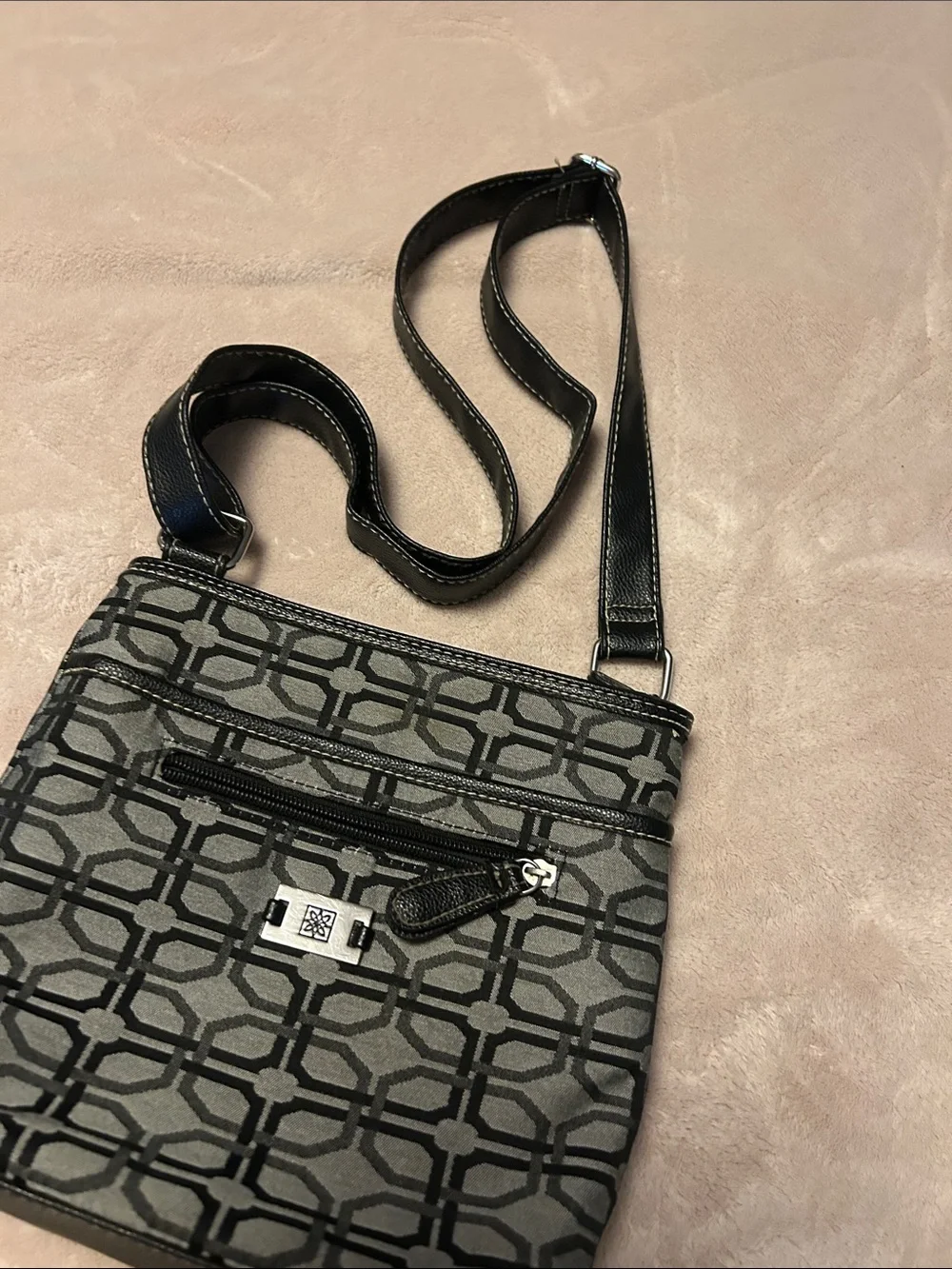 Gray Patterned Crossbody Bag - Women
